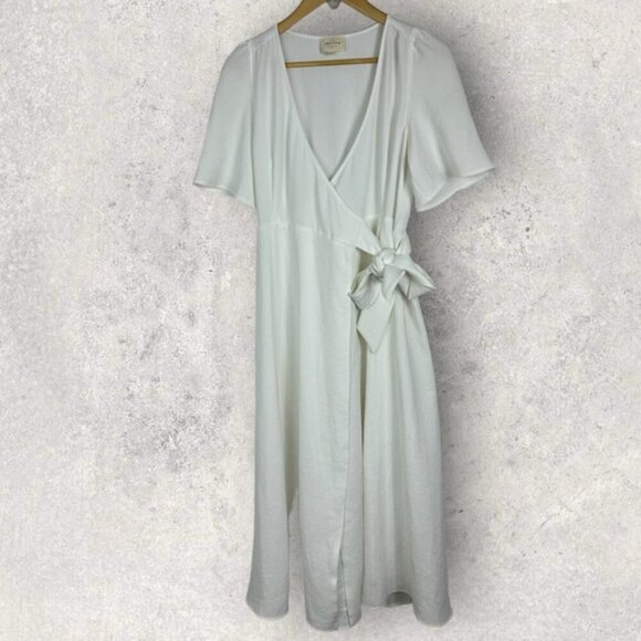Sezane White Midi Wrap Dress Apolline Ecru White Size 36 French US 4 Minimalist - Picture 14 of 14